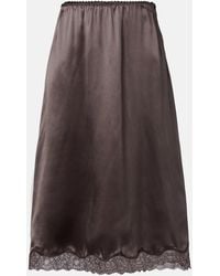 Magda Butrym - Lace-Trimmed Silk Satin Slip Skirt - Lyst
