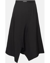 Loewe - Asymmetric Wool Midi Skirt - Lyst