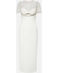 Self-Portrait - Bridal Embellished Crepe Midi Dress - Lyst