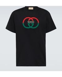 Gucci - Interlocking G-print Crewneck Cotton-jersey T-shirt X - Lyst