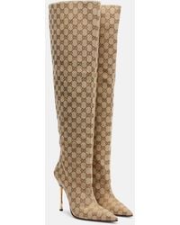 Gucci - Bombshell Gg Canvas Over-The-Knee Boots - Lyst
