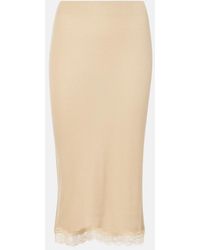 The Row - Indira Lace-Trimmed Silk-Blend Midi Skirt - Lyst
