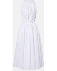 Patou - Gathered Cotton Midi Dress - Lyst