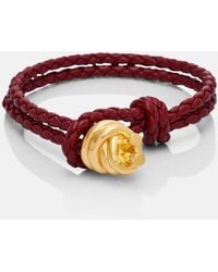 Bottega Veneta - Knot Braided Leather And Sterling Bracelet - Lyst