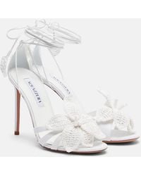 Aquazzura - Calypso Leather-Trimmed Raffia Sandals - Lyst