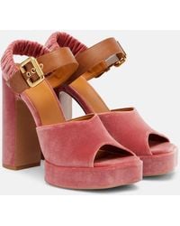 Chloé - Aria 95 Velvet Platform Sandals - Lyst