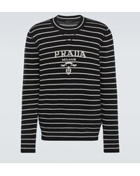 Prada - Logo Striped Wool And Cashmere Sweater - Lyst