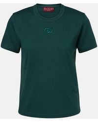 Gucci - Cotton T-Shirt With Gg Incrocio Logo Detail - Lyst