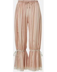 Chloé - Lace-Trimmed Silk Ponge Cropped Pants - Lyst