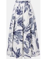 Erdem - Jupe Midi En Popeline De Coton A Fleurs - Lyst