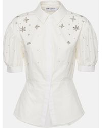 Self-Portrait - Embellished Cotton Shirt - Lyst