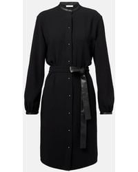 Vince - Faux Leather-Trimmed Shirt Dress - Lyst