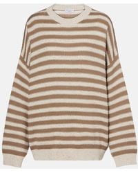 Brunello Cucinelli - Striped Cotton-Blend Sweater - Lyst