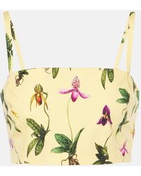 Oscar de la Renta - Floral Cotton-Blend Poplin Crop Top - Lyst