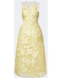 Monique Lhuillier - Floral Tulle Midi Dress - Lyst