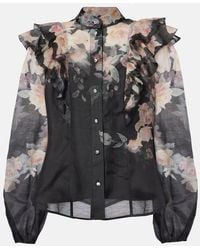 Zimmermann - Crush Frill-Trim Linen-Silk Blend Blouse - Lyst