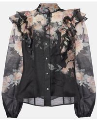 Zimmermann - Crush Frill-Trim Linen-Silk Blend Blouse - Lyst