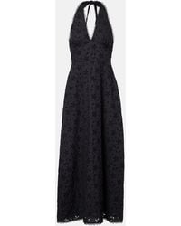 Posse - Salma Embroidered Halterneck Cotton Midi Dress - Lyst