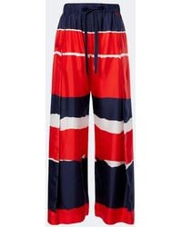 Loewe - Printed Silk Twill Wide-Leg Pants - Lyst