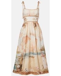 Zimmermann - Mahon Printed Linen Midi Dress - Lyst