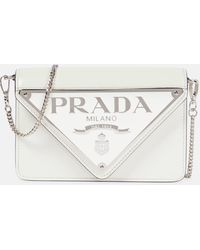 Prada - Triangle Mini Leather Crossbody Bag - Lyst