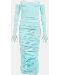 Alex Perry - Prescott Ruched Midi Dress With Gloves - Lyst