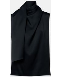 KHAITE - Loe Scarf-Detail Crepe Satin Top - Lyst