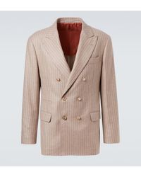 Brunello Cucinelli - Striped Cashmere And Silk Blazer - Lyst