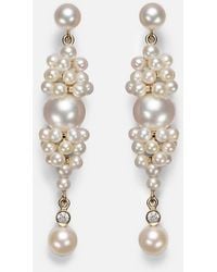 Sophie Bille Brahe - Reve De Diamant 14Kt Earrings With Diamonds And Pearls - Lyst