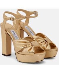 Jimmy Choo - Heloise 120 Leather Platform Sandals - Lyst