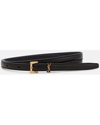 Saint Laurent - Cassandre Slim Leather Belt - Lyst