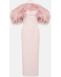 David Koma - Off-Shoulder Feather-Trimmed Midi Dress - Lyst