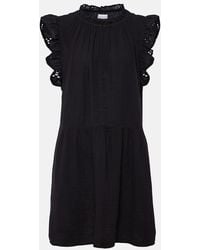 Velvet - Grace Lace-Trimmed Cotton Minidress - Lyst