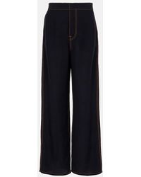 Alaïa - Tailored Wool-Blend Georgette Wide-Leg Pants - Lyst