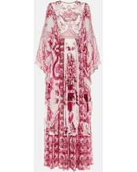 Dolce & Gabbana - Vestido largo en chifon de seda estampado - Lyst