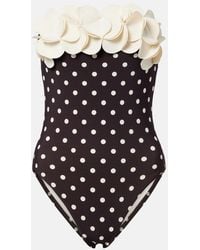 Karla Colletto - Floral Applique Polka-Dot Bandeau Swimsuit - Lyst