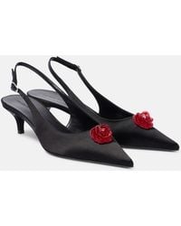 Magda Butrym - 45 Floral-Applique Satin Slingback Pumps - Lyst