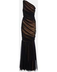 Norma Kamali Diana Ruched Fishtail Gown - Black