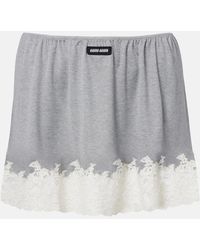 Miu Miu - Lace-Trimmed Silk Miniskirt - Lyst