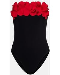 Karla Colletto - Floral-Applique Strapless Swimsuit - Lyst