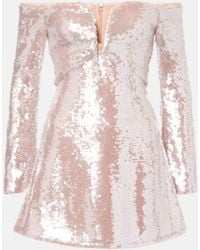 Self-Portrait - Sequined Off-shoulder Minidress - Lyst