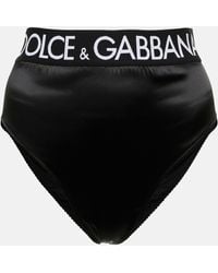 Dolce & Gabbana Bragas de saten de tiro alto - Negro