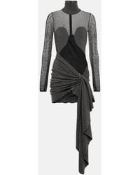 Alaïa - Mesh And Wool Draped Minidress - Lyst