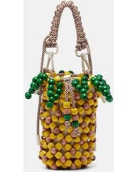 ALÉMAIS - Pineapple Mini Beaded Top-Handle Bag - Lyst