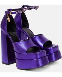 Versace - Medusa Aevitas Leather Platform Sandals - Lyst
