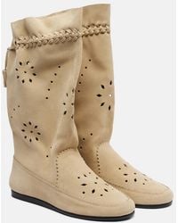 Isabel Marant - Welky Laser-Cut Suede Mid-Calf Boots - Lyst