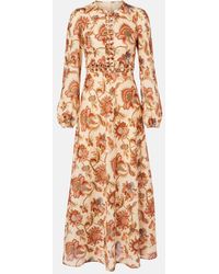 Zimmermann - Aster Beaded Floral Linen Maxi Dress - Lyst