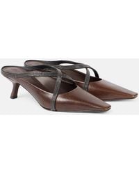 Brunello Cucinelli - Monili Leather Mules - Lyst