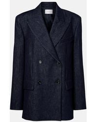 Sportmax - Ancella Double-Breasted Denim Blazer - Lyst