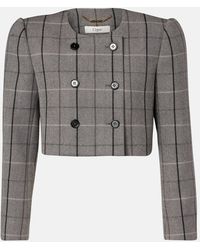 Chloé - Checked Cropped Wool Jacket - Lyst
